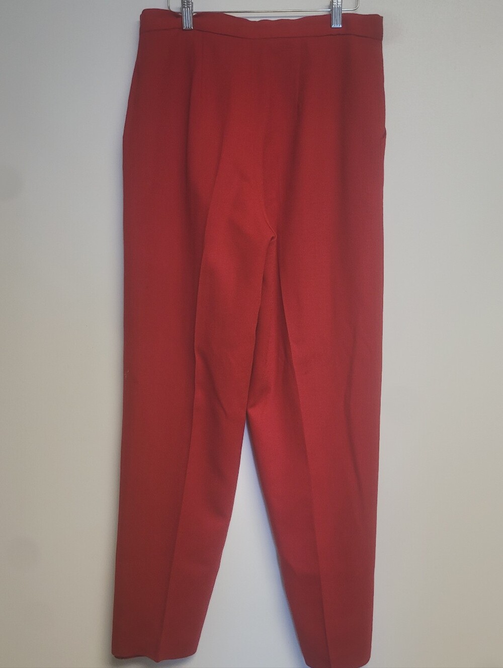 Vintage 1980's Lily & Taylor Red 100% Wool Leg Trousers Size 12 Made In The USA - Picture 8 of 8